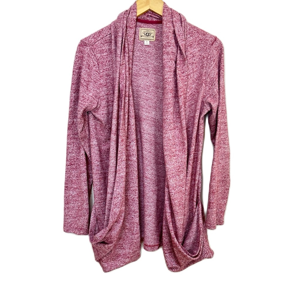 UGG‎ Slub Knit Red Draped Shawl Long Sleeve Cardigan Sweater Women’s Medium